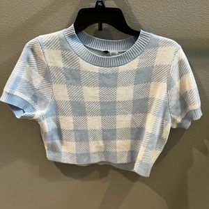 Blue and White checkered crop top